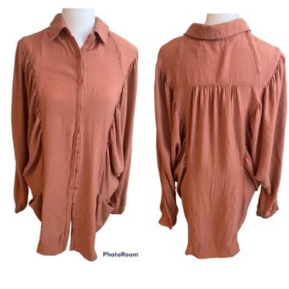 Free People Loose Oversized Button Down Shirt Dress Size XS - Picture 1 of 7
